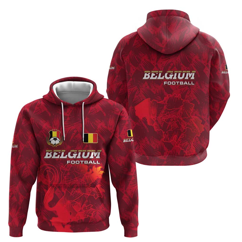 Belgium Hoodie with Football Red Map Crest Rose Spirit