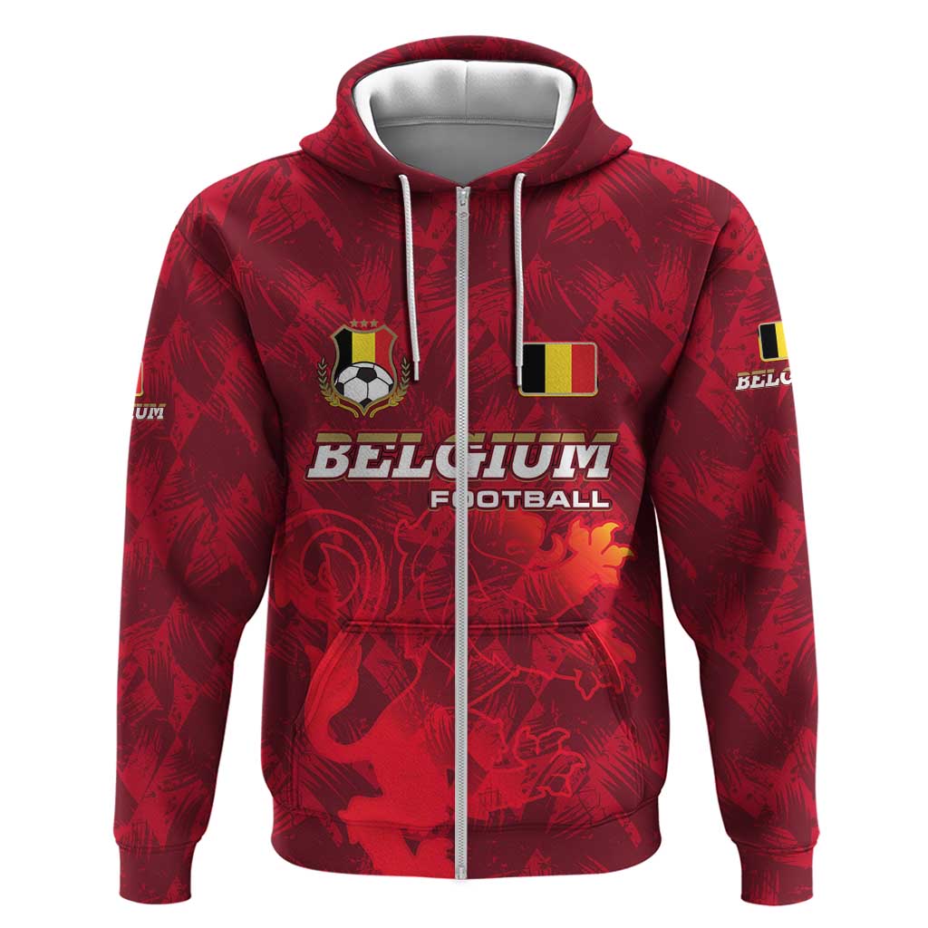 Belgium Hoodie with Football Red Map Crest Rose Spirit