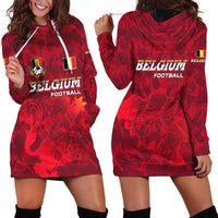 Belgium Hoodie Dress with Football Red Map Crest Rose Spirit