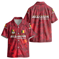 Belgium Kid Hawaiian Shirt with Football Red Map Crest Rose Spirit TS04