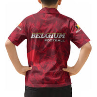 Belgium Kid Hawaiian Shirt with Football Red Map Crest Rose Spirit TS04