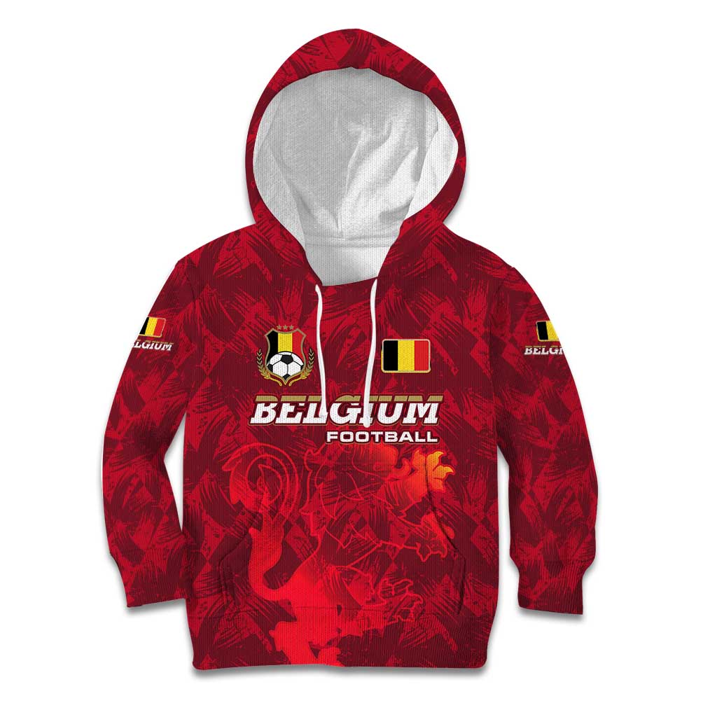 Belgium Kid Hoodie with Football Red Map Crest Rose Spirit