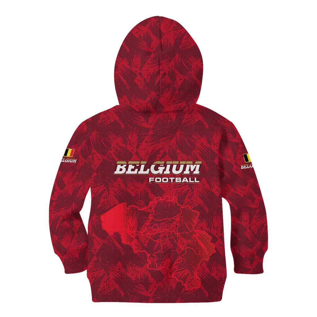 Belgium Kid Hoodie with Football Red Map Crest Rose Spirit