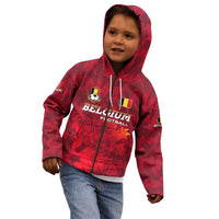Belgium Kid Hoodie with Football Red Map Crest Rose Spirit