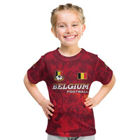 Belgium Kid T Shirt with Football Red Map Crest Rose Spirit