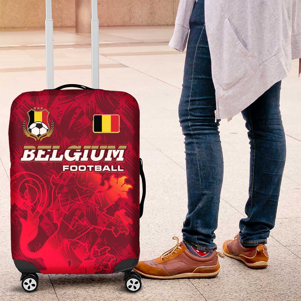 Belgium Luggage Cover with Football Red Map Crest Rose Spirit