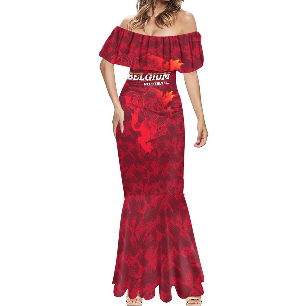 Belgium Mermaid Dress with Football Red Map Crest Rose Spirit