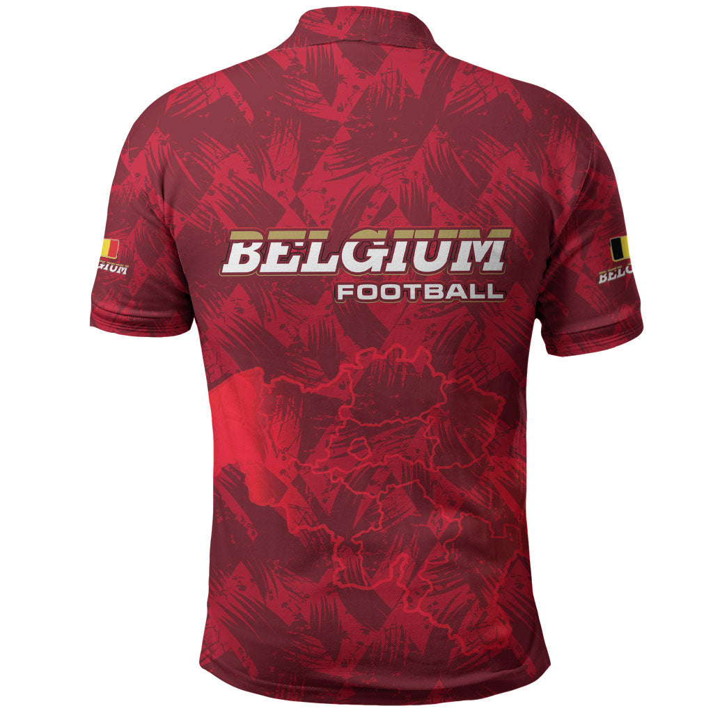 Belgium Polo Shirt with Football Red Map Crest Rose Spirit TS04