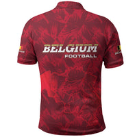 Belgium Polo Shirt with Football Red Map Crest Rose Spirit TS04