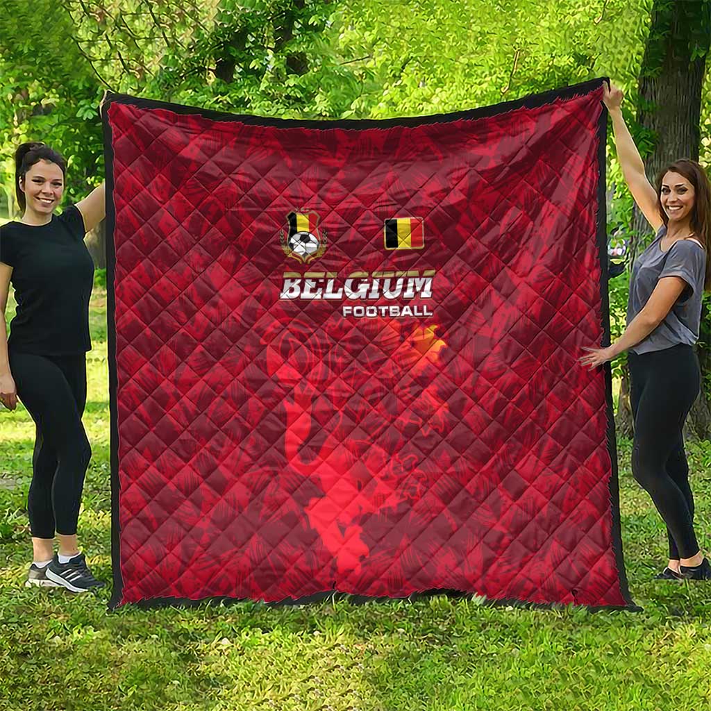 Belgium Quilt with Football Red Map Crest Rose Spirit
