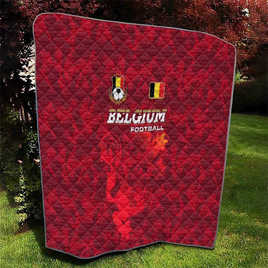 Belgium Quilt with Football Red Map Crest Rose Spirit