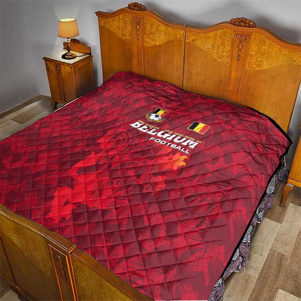 Belgium Quilt with Football Red Map Crest Rose Spirit