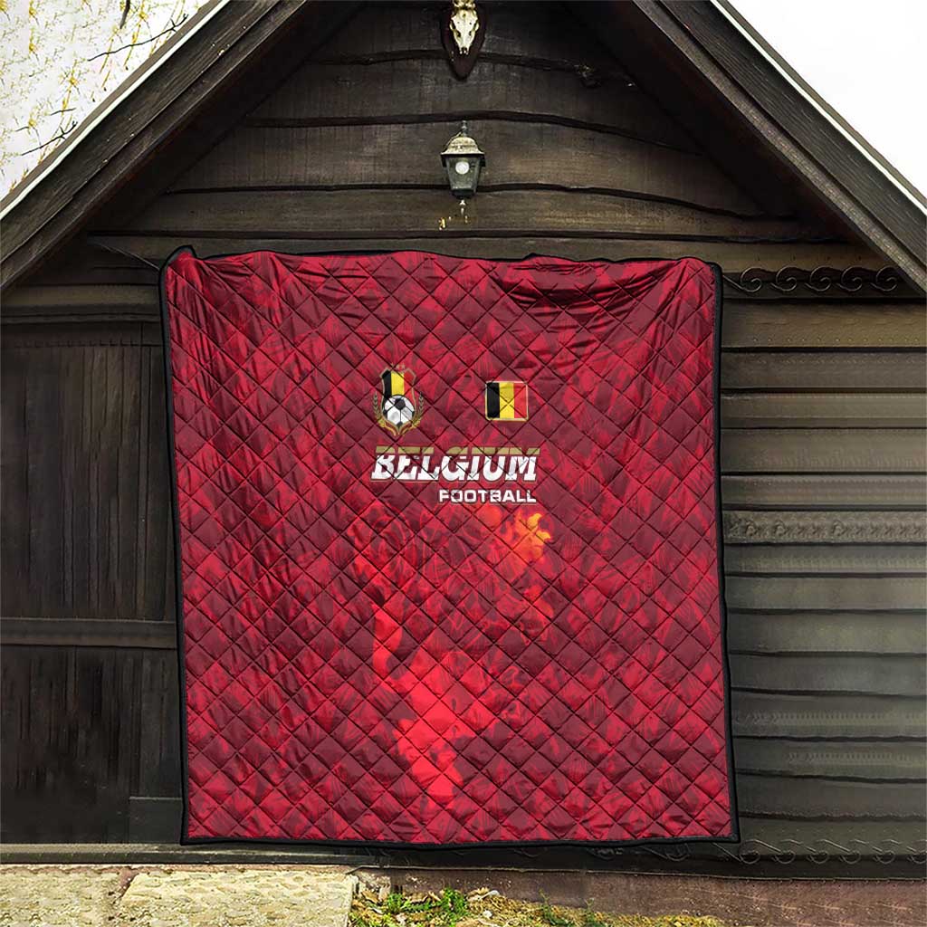Belgium Quilt with Football Red Map Crest Rose Spirit