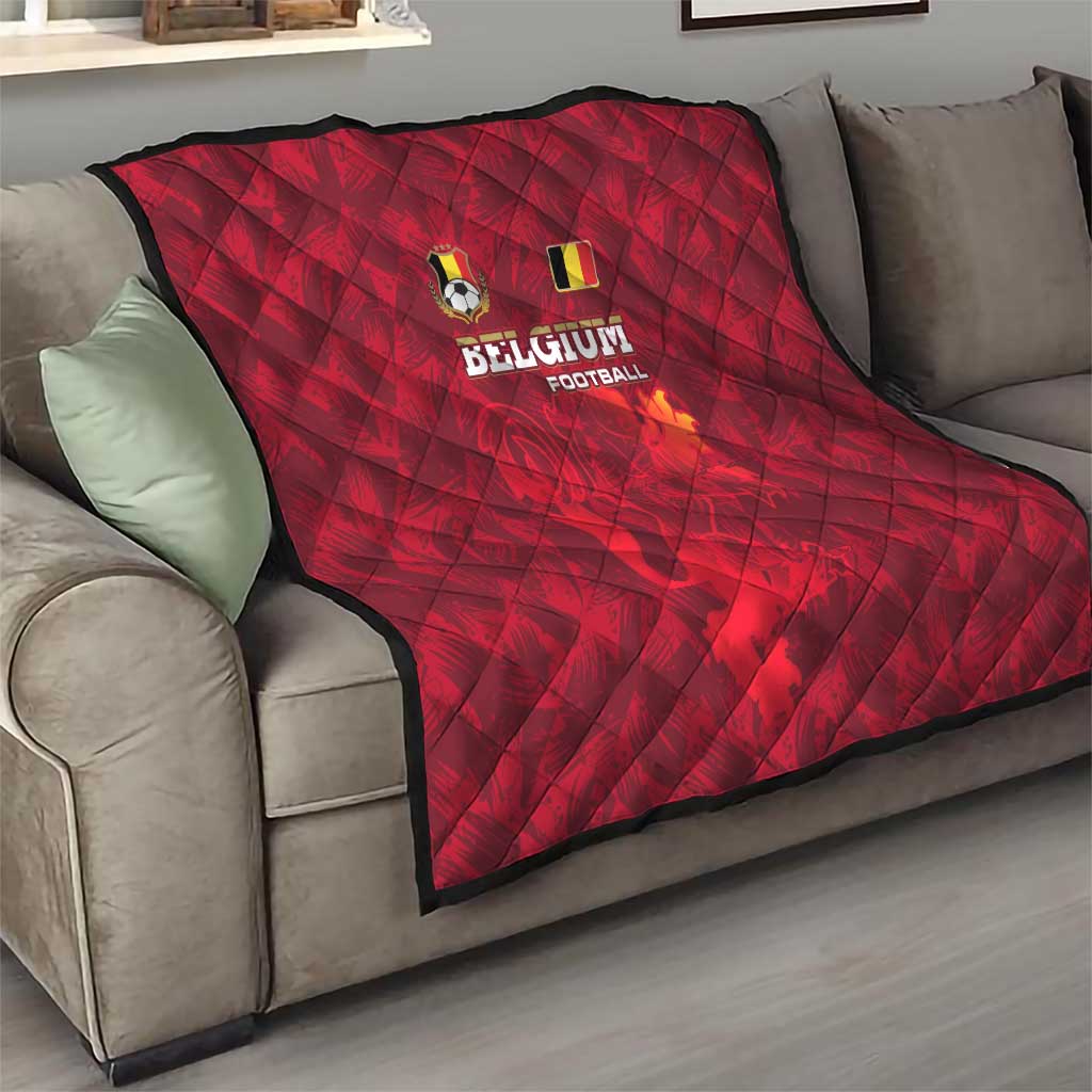 Belgium Quilt with Football Red Map Crest Rose Spirit