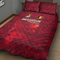 Belgium Quilt Bed Set with Football Red Map Crest Rose Spirit