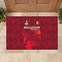 Belgium Rubber Doormat with Football Red Map Crest Rose Spirit