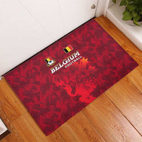 Belgium Rubber Doormat with Football Red Map Crest Rose Spirit