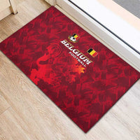 Belgium Rubber Doormat with Football Red Map Crest Rose Spirit
