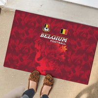 Belgium Rubber Doormat with Football Red Map Crest Rose Spirit