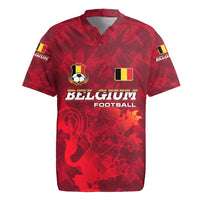 Belgium Rugby Jersey with Football Red Map Crest Rose Spirit
