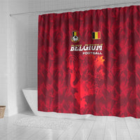 Belgium Shower Curtain with Football Red Map Crest Rose Spirit