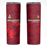 Belgium Skinny Tumbler with Football Red Map Crest Rose Spirit