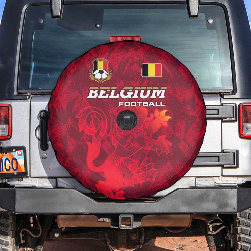 Belgium Spare Tire Cover with Football Red Map Crest Rose Spirit