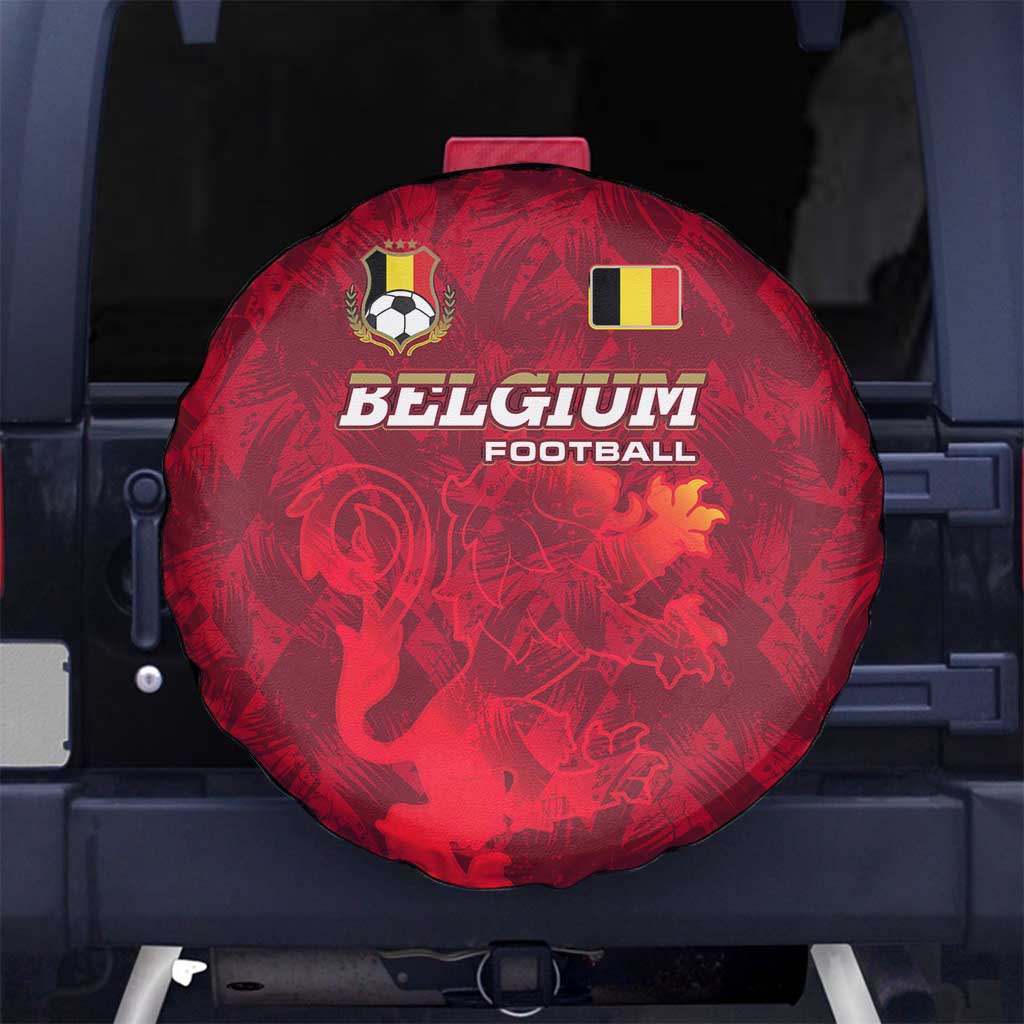 Belgium Spare Tire Cover with Football Red Map Crest Rose Spirit