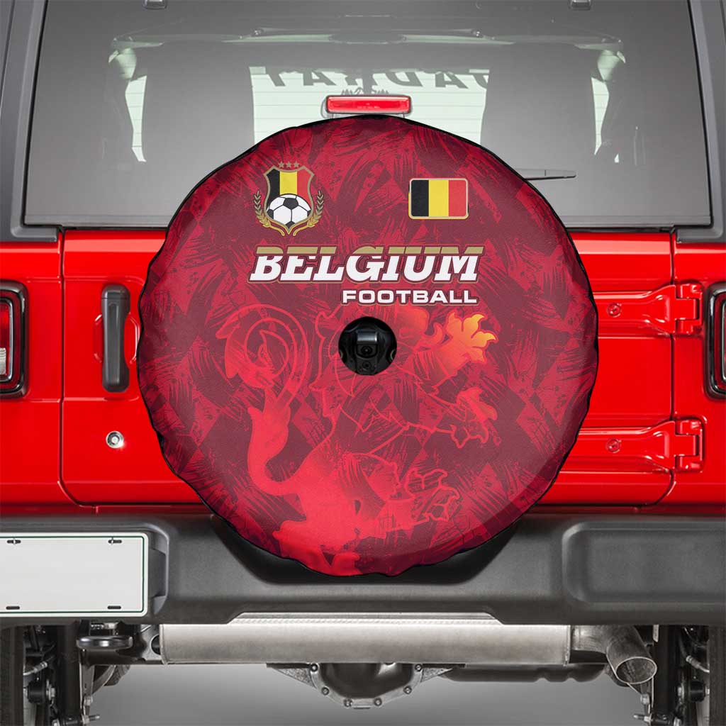 Belgium Spare Tire Cover with Football Red Map Crest Rose Spirit