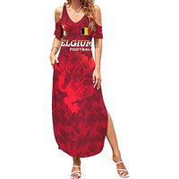 Belgium Summer Maxi Dress with Football Red Map Crest Rose Spirit