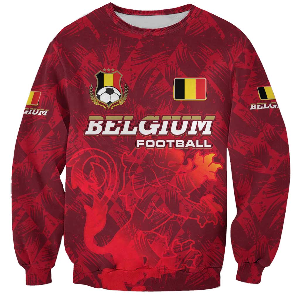 Belgium Sweatshirt with Football Red Map Crest Rose Spirit