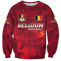Belgium Sweatshirt with Football Red Map Crest Rose Spirit
