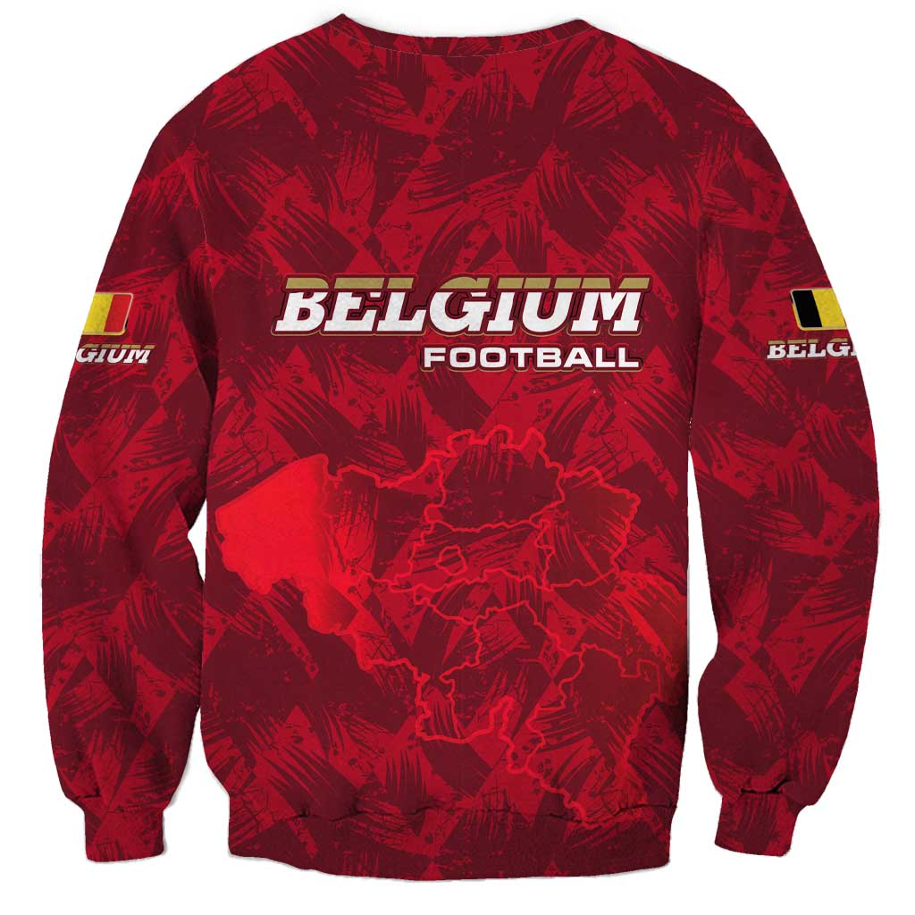 Belgium Sweatshirt with Football Red Map Crest Rose Spirit
