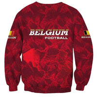 Belgium Sweatshirt with Football Red Map Crest Rose Spirit
