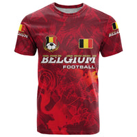Belgium T Shirt with Football Red Map Crest Rose Spirit TS04