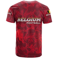 Belgium T Shirt with Football Red Map Crest Rose Spirit TS04