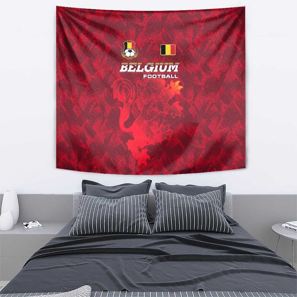 Belgium Tapestry with Football Red Map Crest Rose Spirit