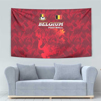 Belgium Tapestry with Football Red Map Crest Rose Spirit