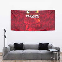 Belgium Tapestry with Football Red Map Crest Rose Spirit