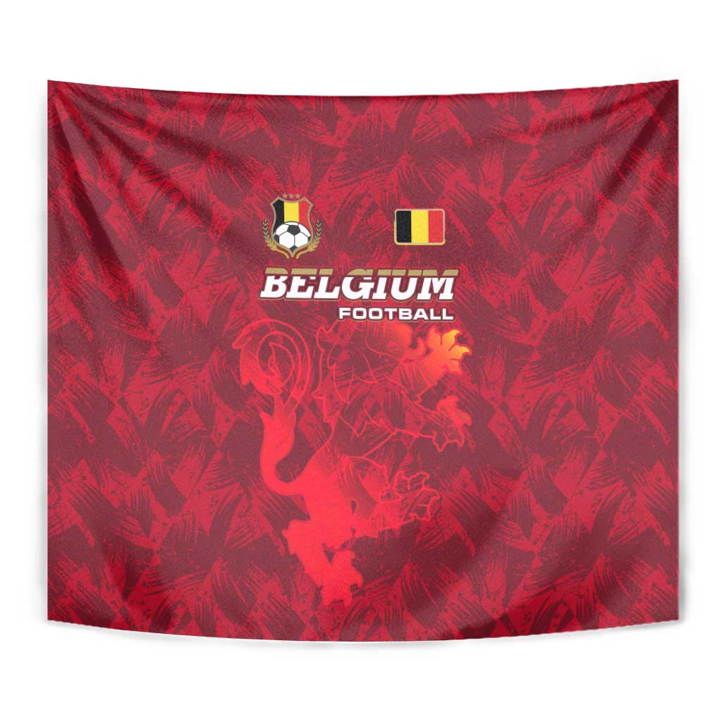 Belgium Tapestry with Football Red Map Crest Rose Spirit