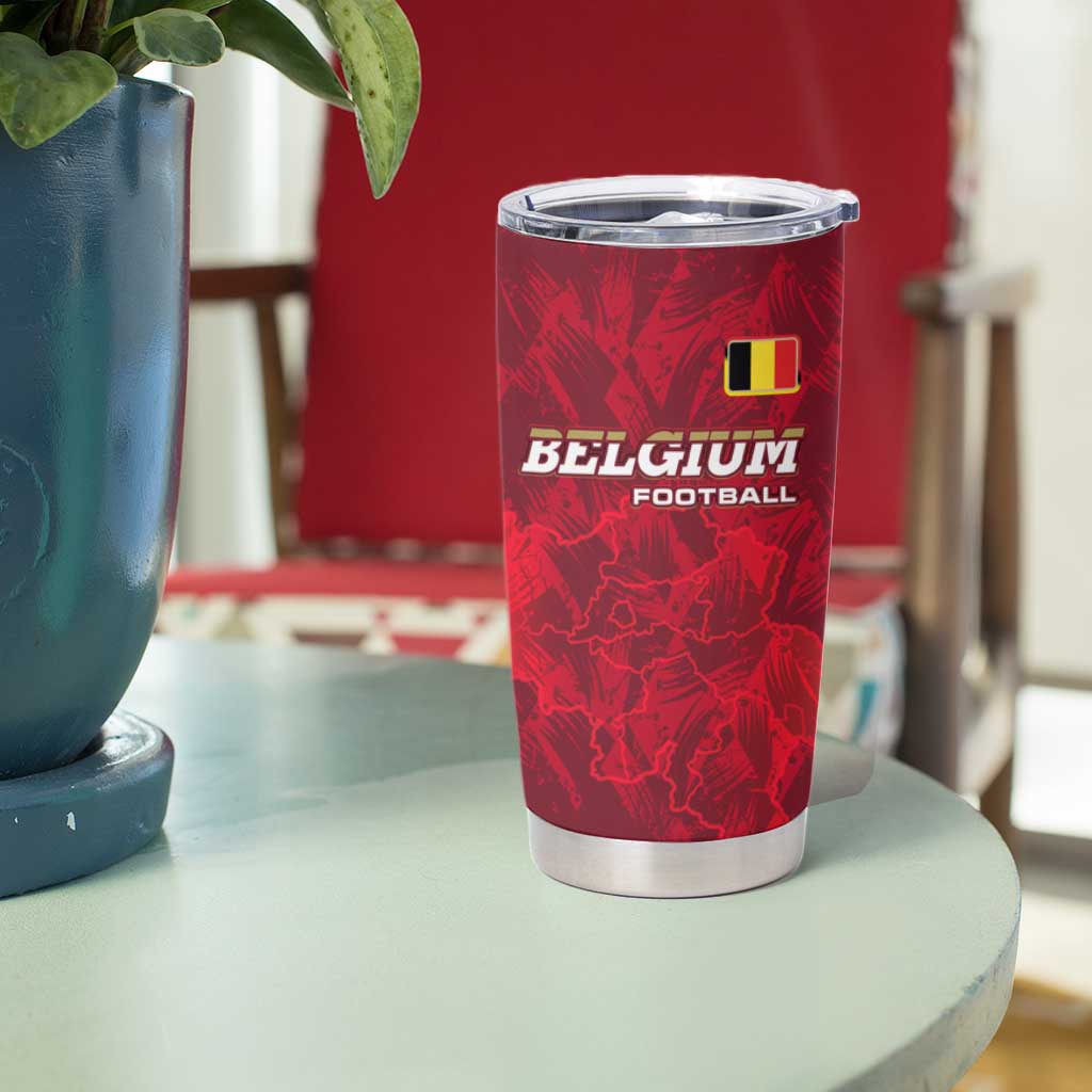Belgium Tumbler Cup with Football Red Map Crest Rose Spirit