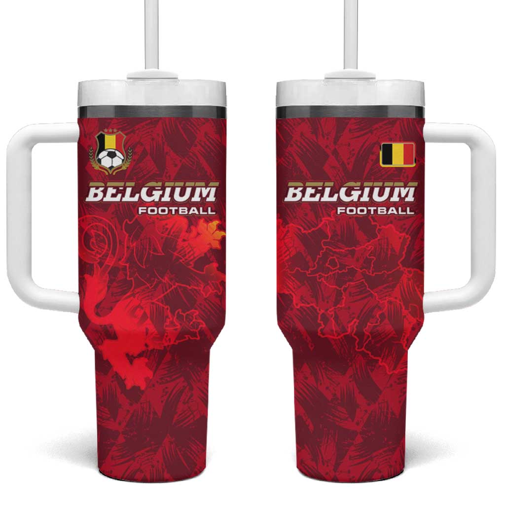 Belgium Tumbler With Handle with Football Red Map Crest Rose Spirit