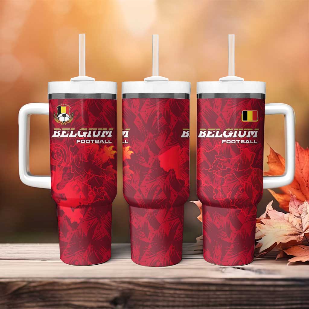 Belgium Tumbler With Handle with Football Red Map Crest Rose Spirit
