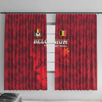 Belgium Window Curtain with Football Red Map Crest Rose Spirit