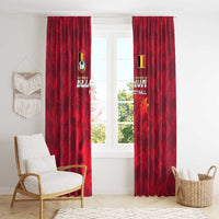 Belgium Window Curtain with Football Red Map Crest Rose Spirit