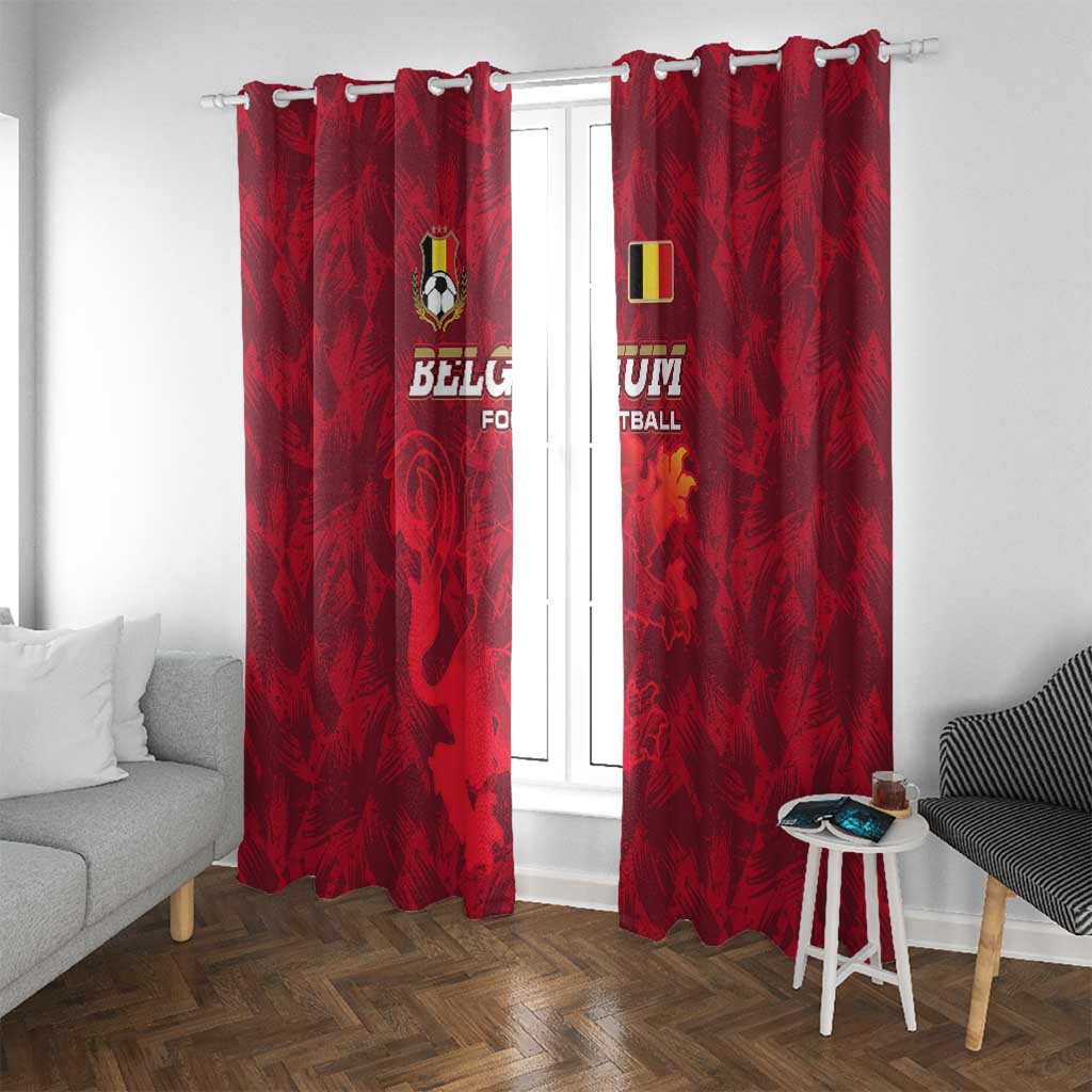 Belgium Window Curtain with Football Red Map Crest Rose Spirit