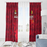 Belgium Window Curtain with Football Red Map Crest Rose Spirit