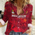 Belgium Women Casual Shirt with Football Red Map Crest Rose Spirit