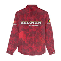 Belgium Women Casual Shirt with Football Red Map Crest Rose Spirit