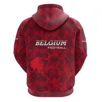 Belgium Zip Hoodie with Football Red Map Crest Rose Spirit